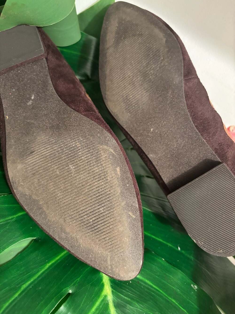Pesaro Poppy Brown Two-Tone Faux Suede Almond-Toe Flats - Picture 4 of 5